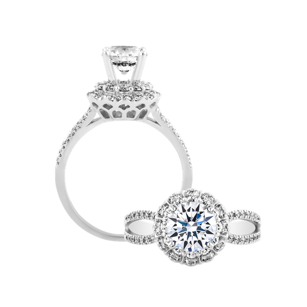 Ổ nhẫn nữ kim cương tấm vàng 14K Akina 1CT