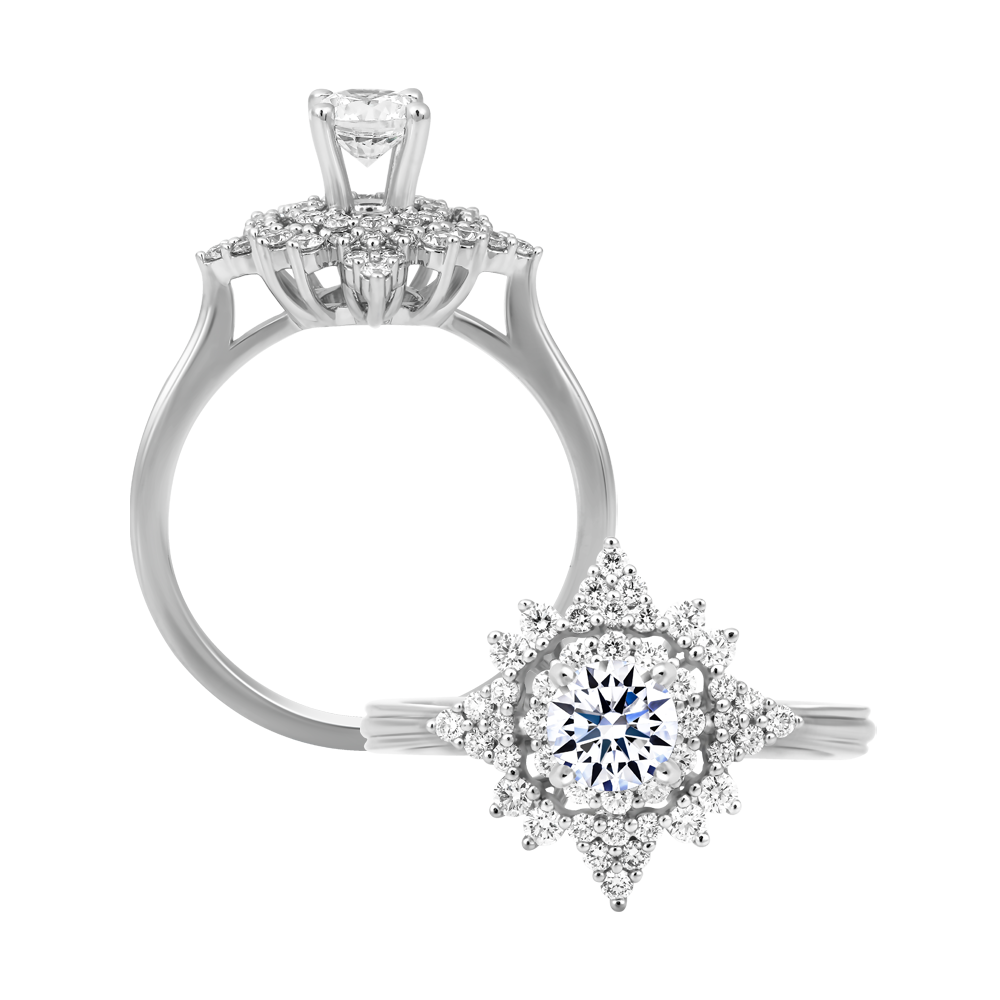 Nhẫn nữ kim cương tấm vàng 14K Fervency 3C