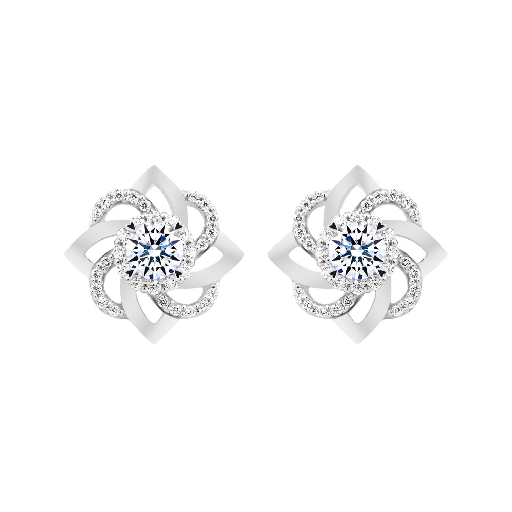 Hoa tai đính đá CZ vàng 18K Belivere 2C