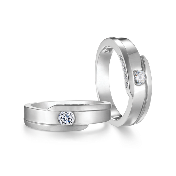 Nhẫn cưới nữ kim cương tấm vàng 14K Danky 2C F GVRG0217423