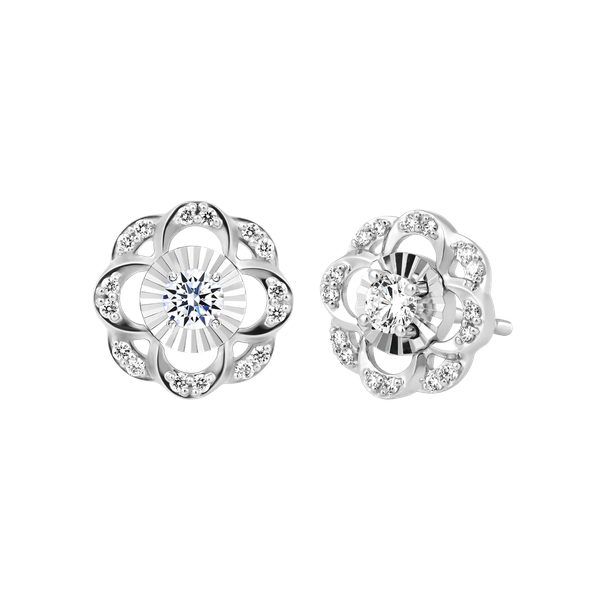 Hoa tai kim cương vàng 14K Gloxinia 10p