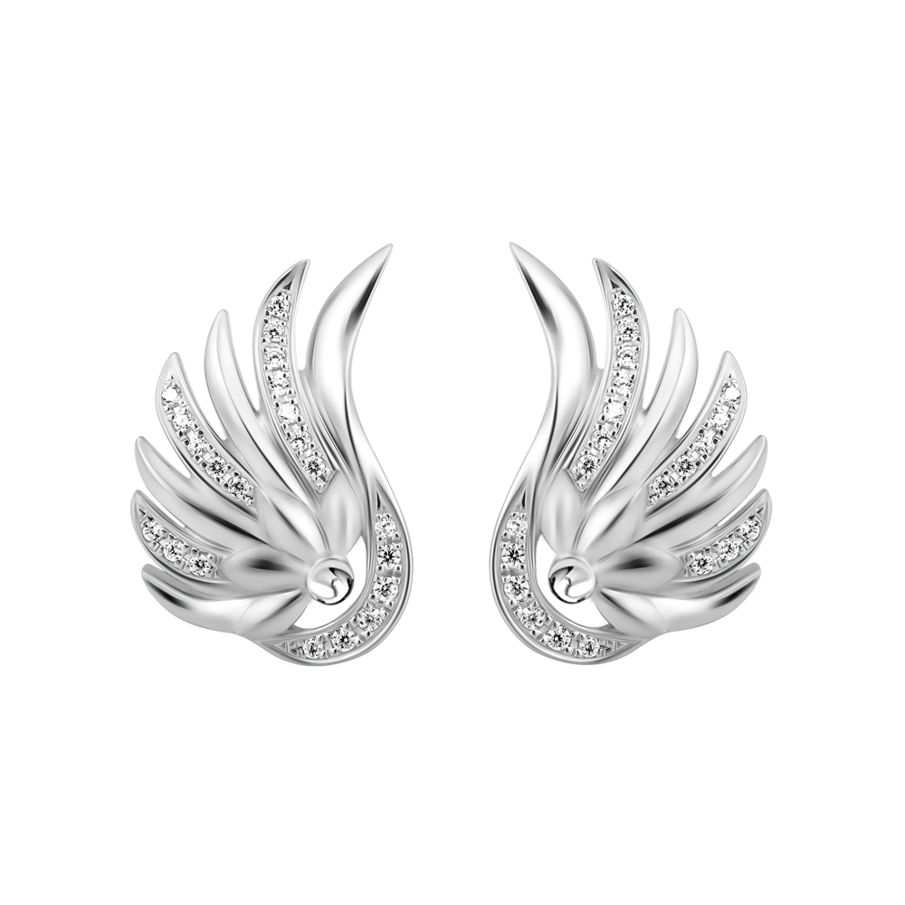 Hoa tai kim cương viên vàng 14K Eagle