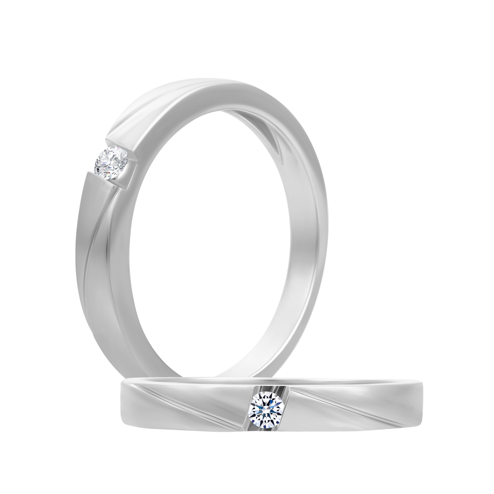 Nhẫn cưới nam kim cương viên vàng 14K Luminary M