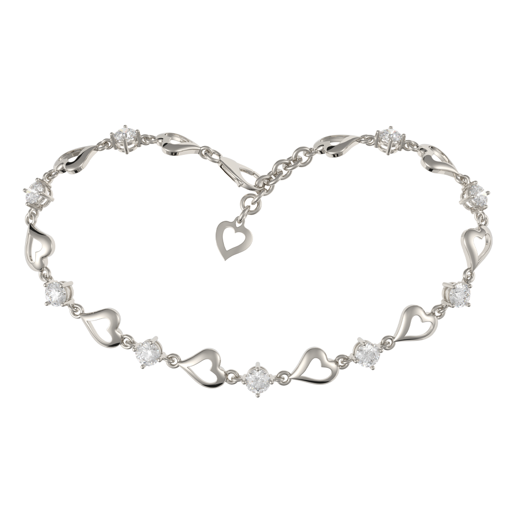 Lắc đính đá CZ vàng 18K Heartfully 2C