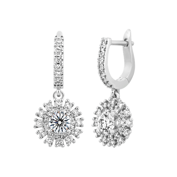 Hoa tai kim cương tấm vàng 14K Calantha L 3C