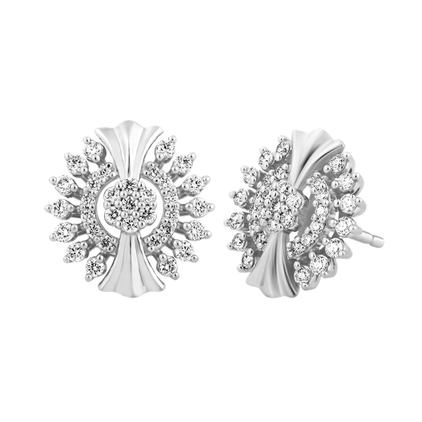 Hoa tai kim cương viên vàng 14K Berta D