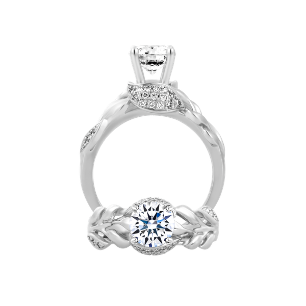 Ổ nhẫn nữ kim cương tấm vàng 14K Spring Leaf 1CT