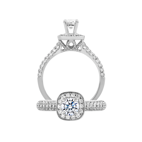 Ổ nhẫn nữ kim cương tấm vàng 14K Clarinda 3C