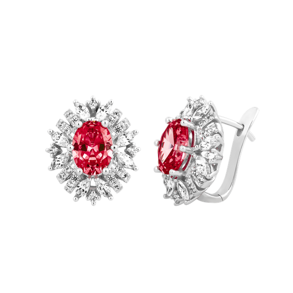 Hoa tai đính đá màu Ruby vàng 14K Rabbin S.Rub