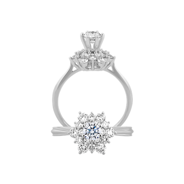 Nhẫn nữ kim cương 8 Hearts & Arrows vàng 14K Baladan N H&A 3C