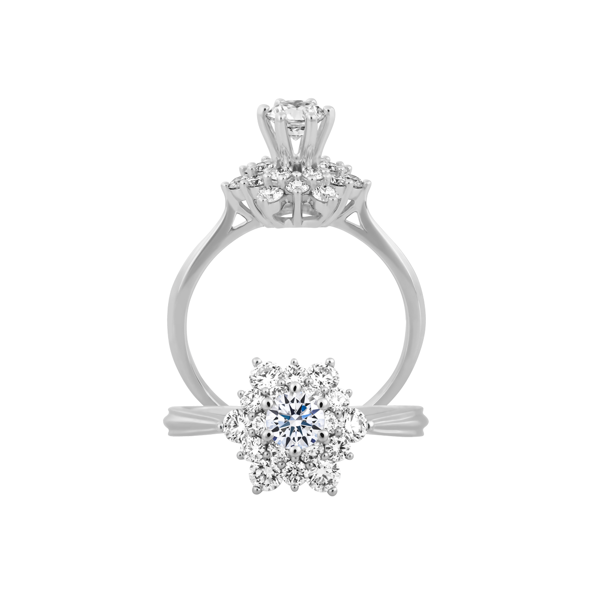 Nhẫn nữ kim cương 8 Hearts & Arrows vàng 14K Baladan N H&A 3C