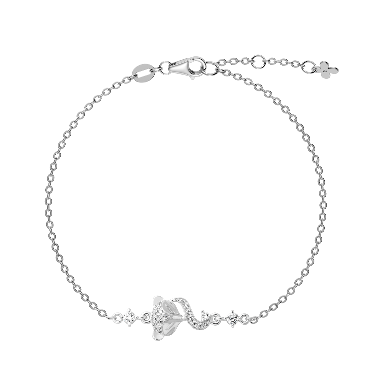 Dây tay đính đá CZ vàng 14K Foxes