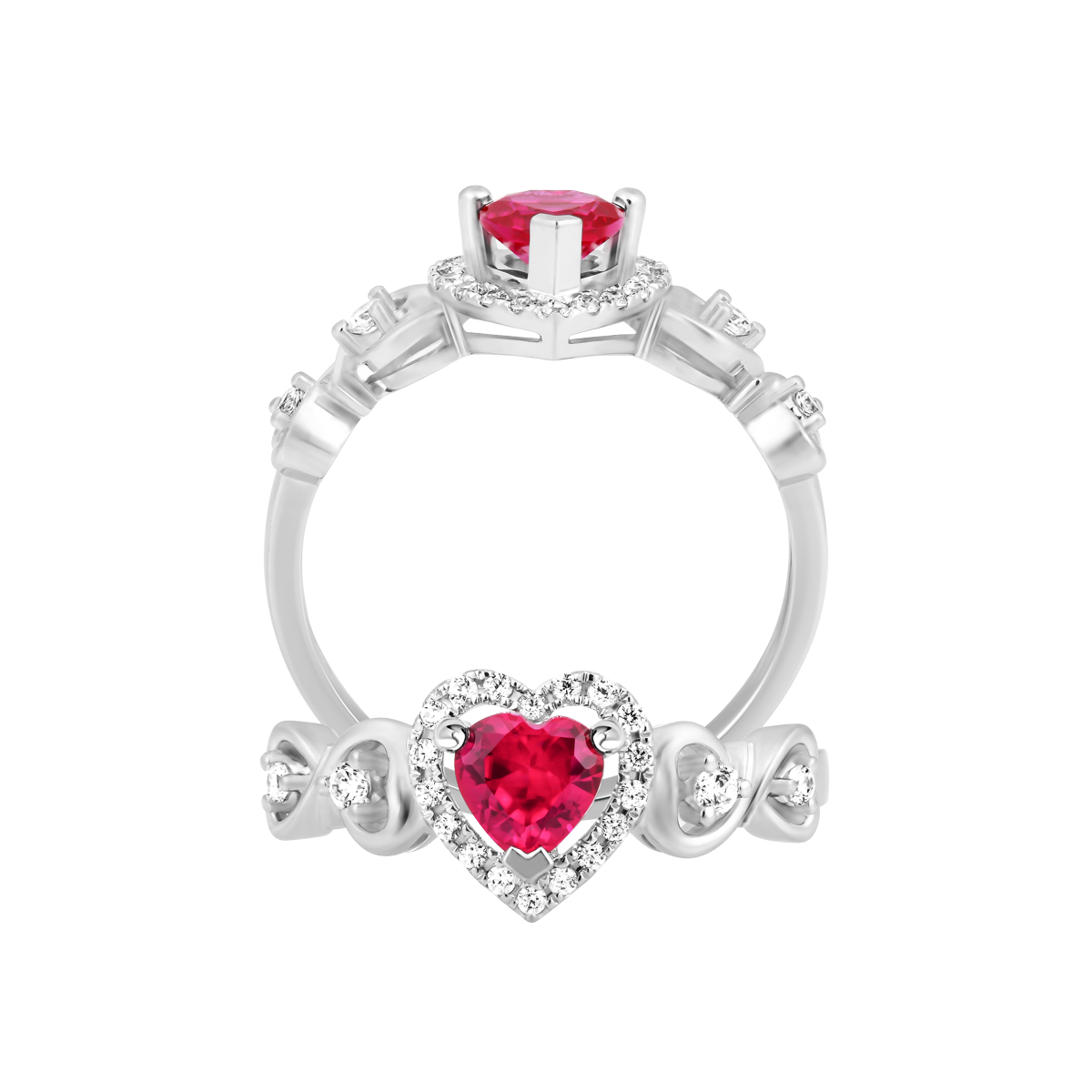 Nhẫn nữ đính đá màu Ruby vàng 14K Valenting S.RUB