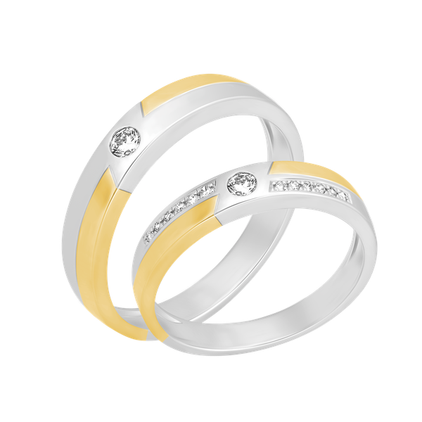 Nhẫn cưới nam kim cương vàng 14K Everly 5p M