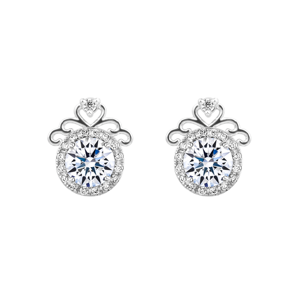 Hoa tai đính đá CZ vàng 14K Princess 3C