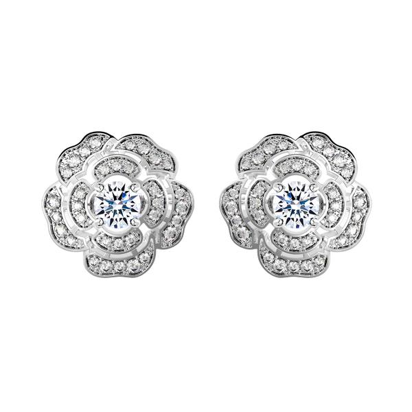 Hoa tai đính đá CZ vàng 10K Rosing WS 5C