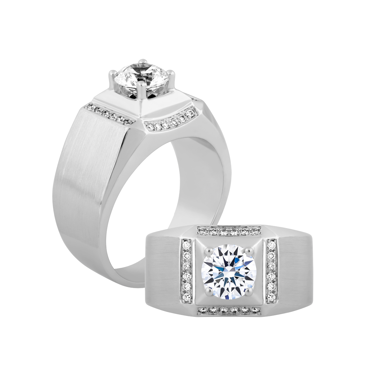 Nhẫn nam kim cương tấm vàng 14K Upright N 1.5CT W GVRG0198763