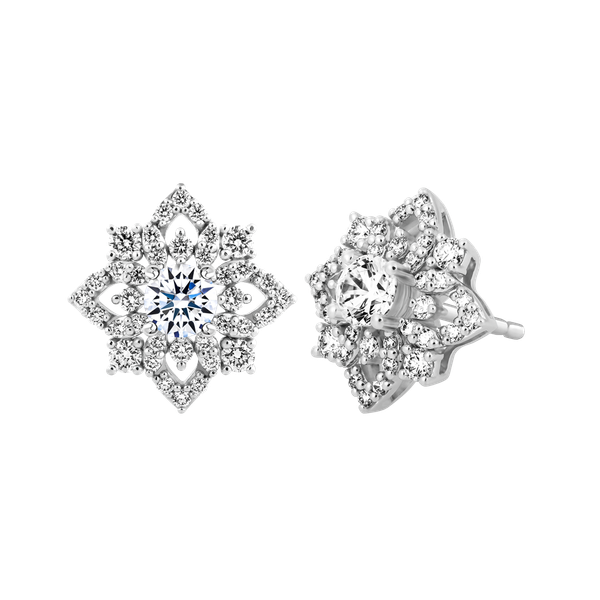 Hoa tai kim cương tấm vàng 14K Clariesta 3C