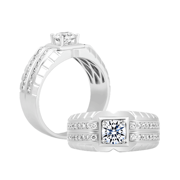 Nhẫn nam kim cương tấm vàng 14K Capital 5C W