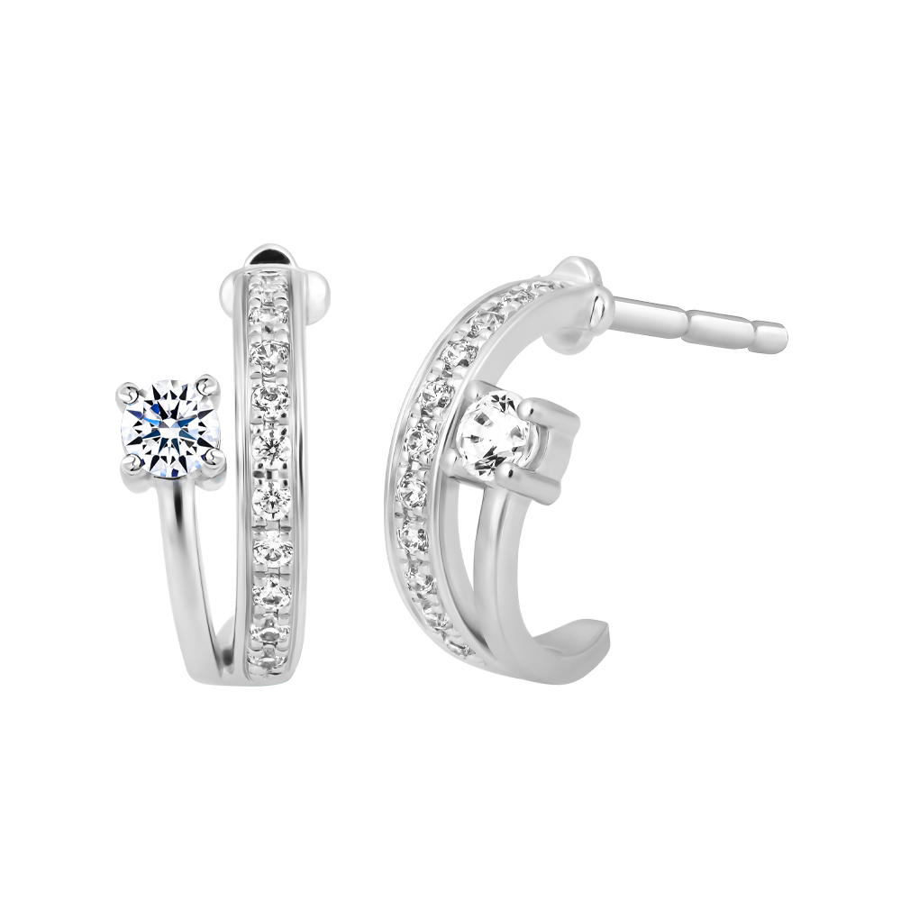 Hoa tai đính đá CZ vàng 14K Fancing 5p