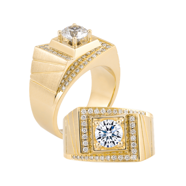 Nhẫn nam kim cương tấm vàng 14K R8 2CT Y