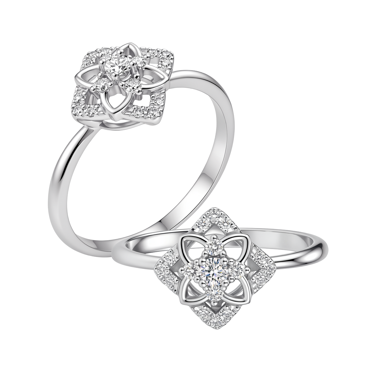 Nhẫn nữ kim cương vàng 14K Fiorillo 5p