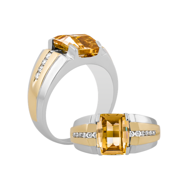 Nhẫn nam kim cương tấm vàng 14K Collin S.CHA WY