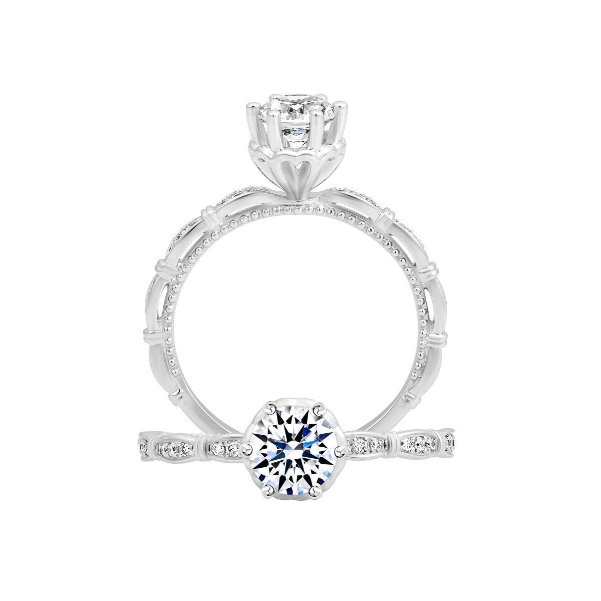 Nhẫn nữ kim cương tấm vàng 14K Farist 5C