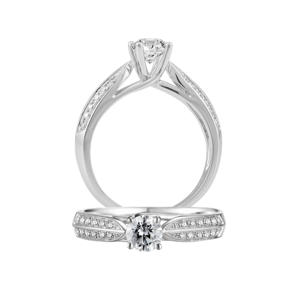 Nhẫn nữ kim cương viên vàng 14K Typhoon N GIA 3C