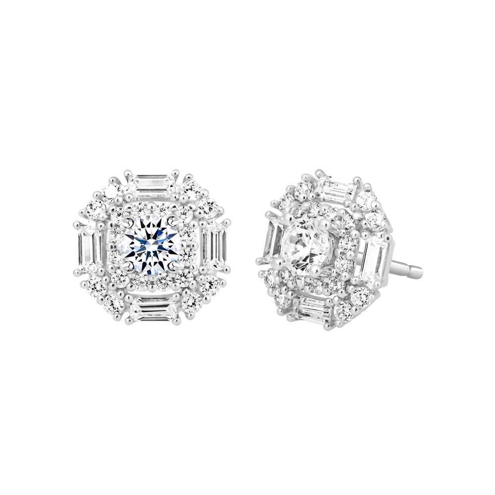 Hoa tai đính đá CZ vàng 14K Creative