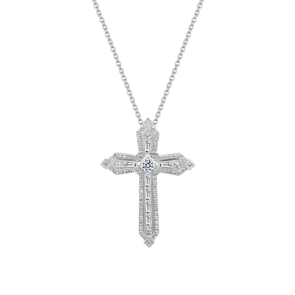 Mặt đính đá CZ vàng 14K Glinting Cross