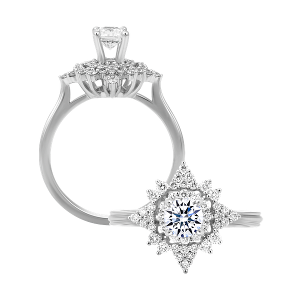 Nhẫn nữ kim cương tấm vàng 14K Fervency 3C