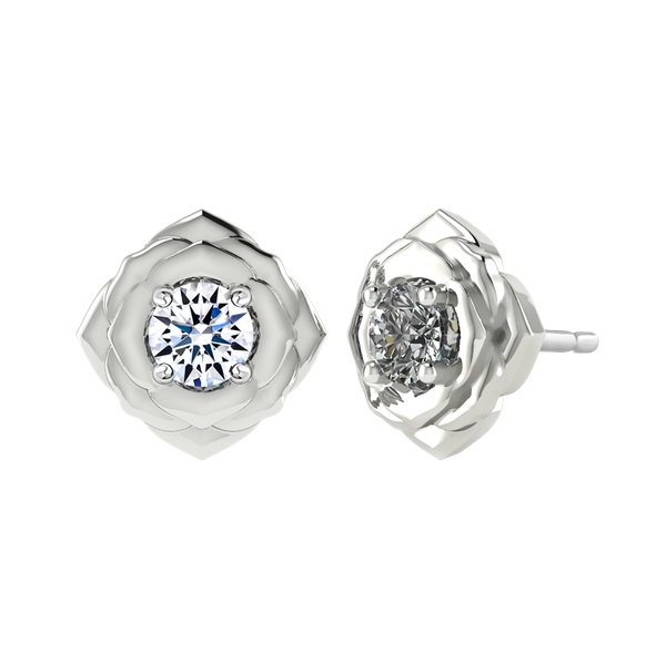 Hoa tai kim cương 8 Hearts & Arrows vàng 14K Black rose NS H&A 2C