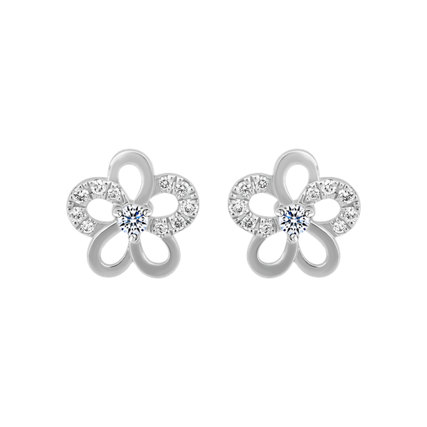 Hoa tai kim cương viên vàng 14K Kapok