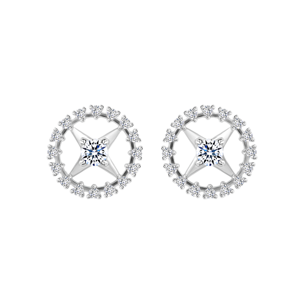 Hoa tai kim cương viên vàng 14K Emitily