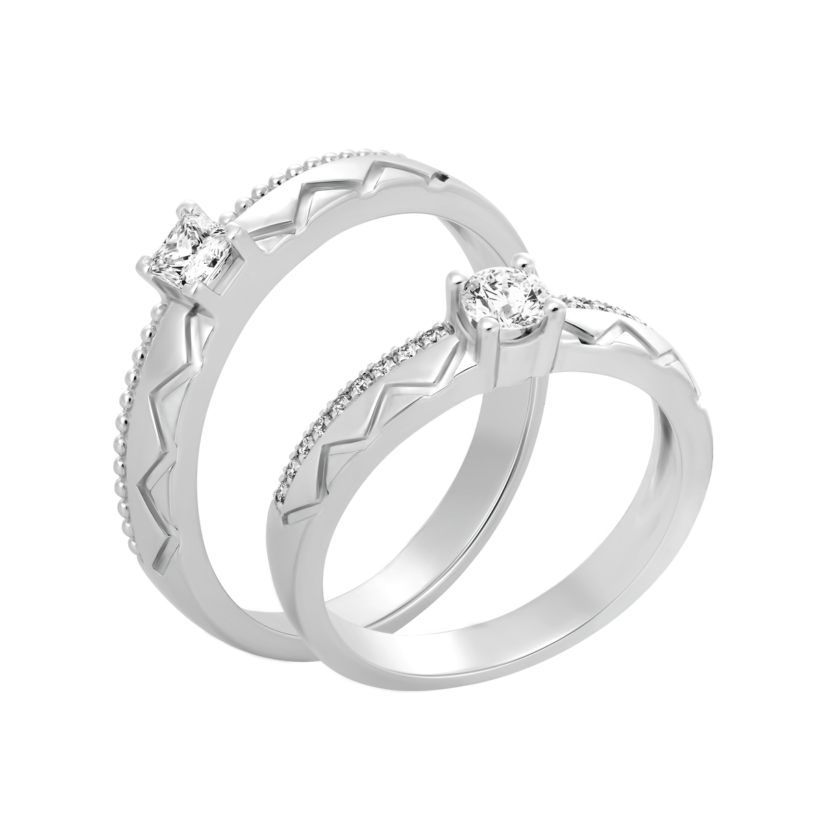 Nhẫn cưới nữ kim cương viên vàng 14K Caring RD2C F