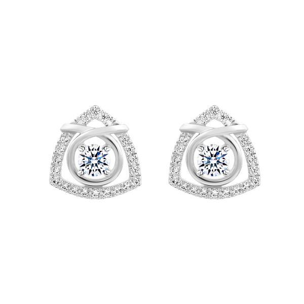 Hoa tai đính đá CZ vàng 18K Lyric 2C