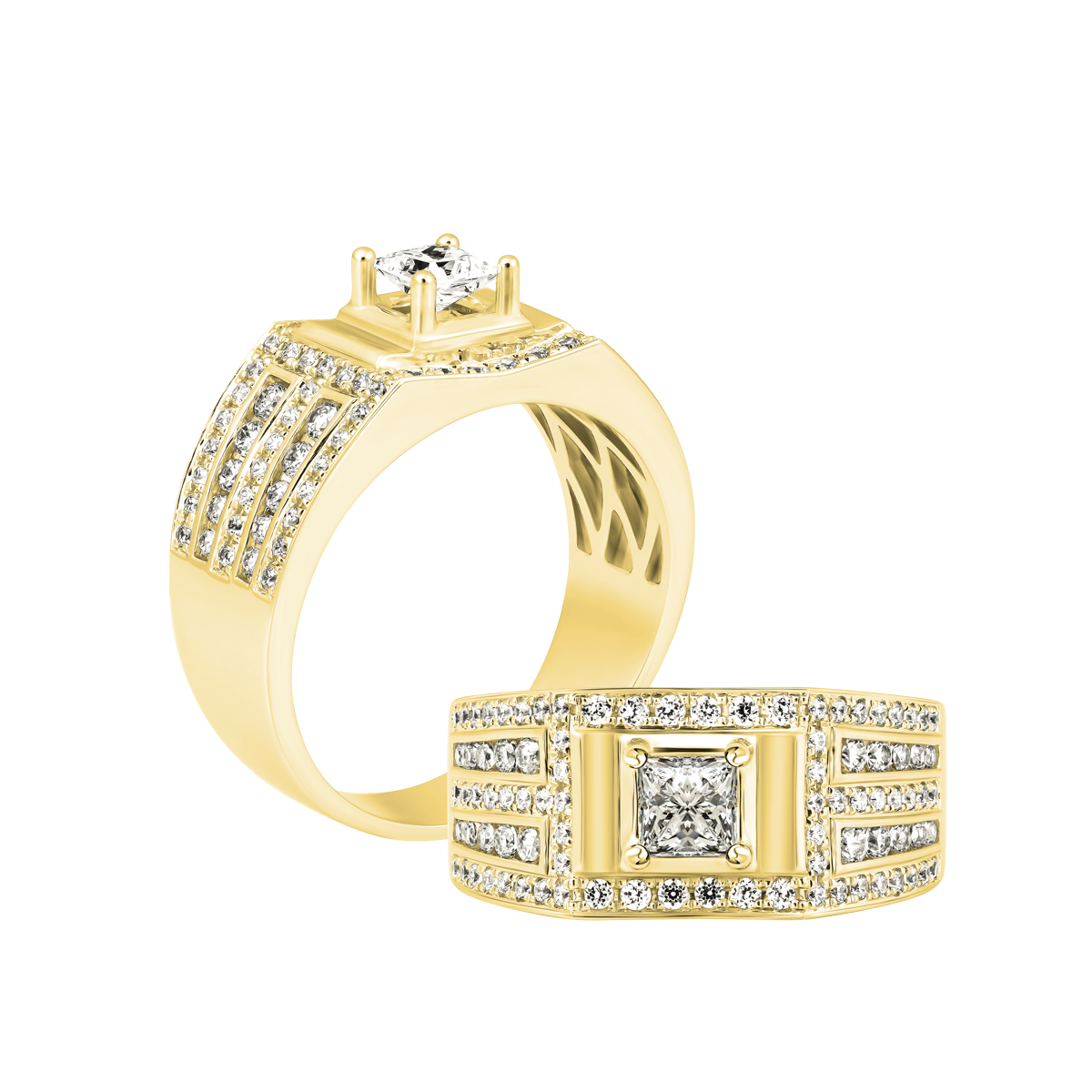 Nhẫn nam đính đá CZ vàng 10K Brian PR 2C Y