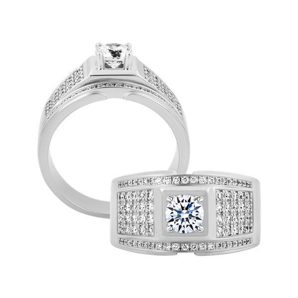 Nhẫn nam kim cương tấm vàng 14K Dynamic 5C W