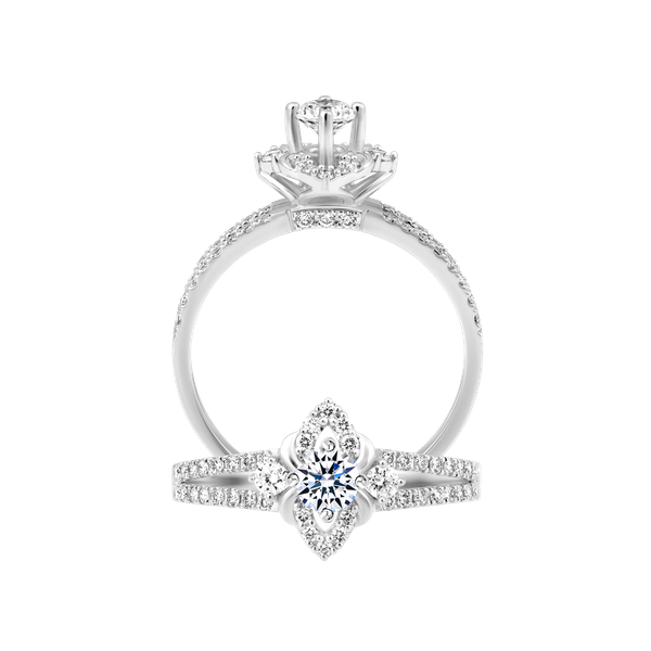Nhẫn nữ kim cương 8 Hearts & Arrows vàng 14K Glister H&A 2C