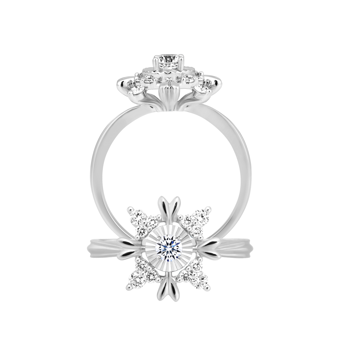 Nhẫn nữ kim cương tấm vàng 14K Glomeration V2 2C