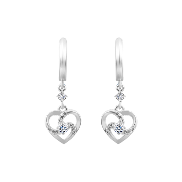 Hoa tai kim cương viên vàng 14K Glowing heart