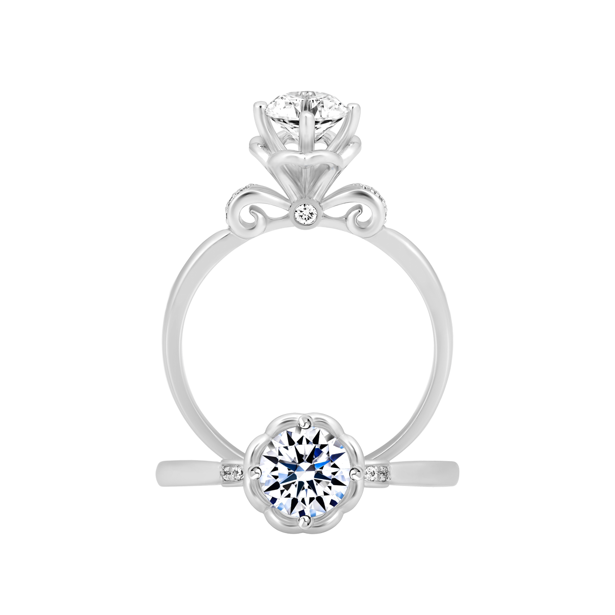 Ổ nhẫn nữ kim cương tấm vàng 14K Stunning 5C