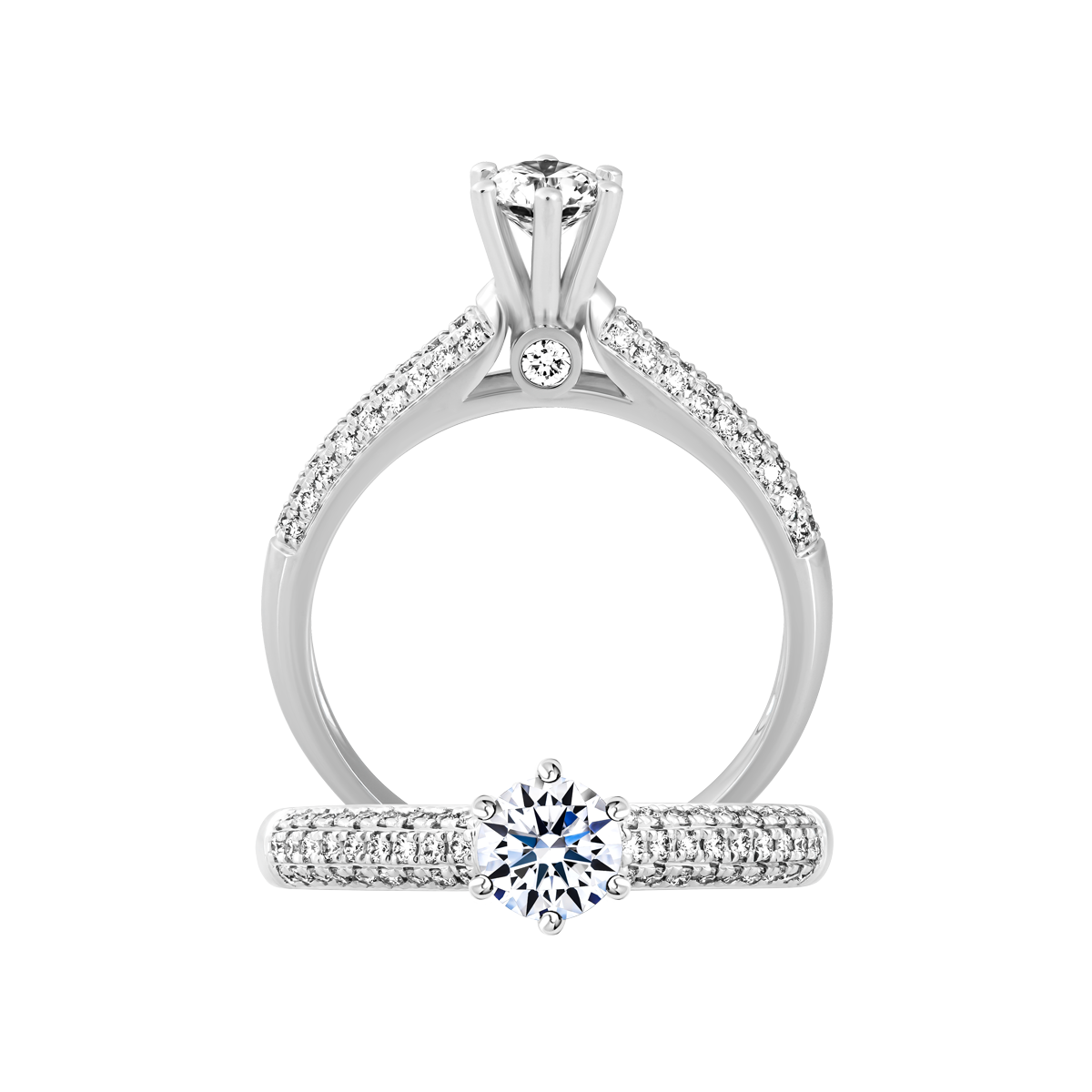 Nhẫn nữ kim cương 8 Hearts & Arrows vàng 14K Wonder N H&A 3C