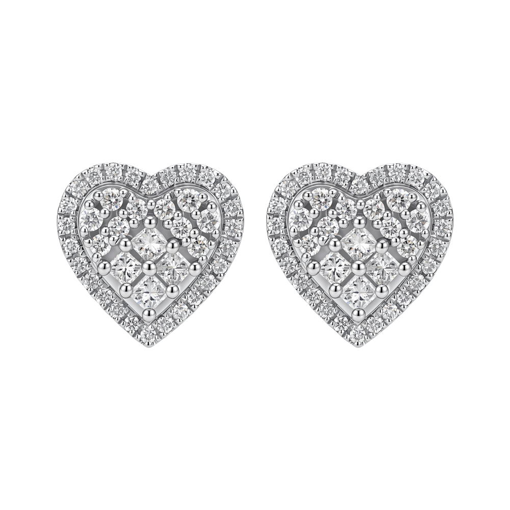 Hoa tai kim cương viên vàng 14K Heartbliss TD