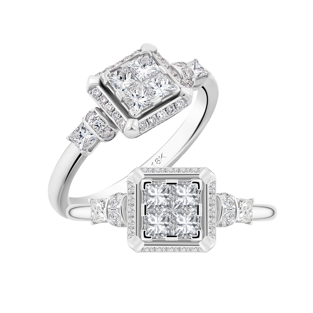 Nhẫn nữ kim cương viên vàng 18K Jena A043 TD