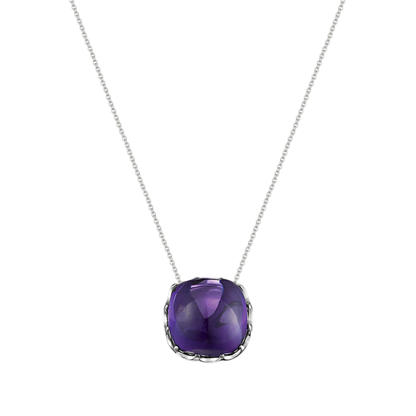 Dây liền mặt đính đá màu Amethyst vàng 14K Candie S.Ame