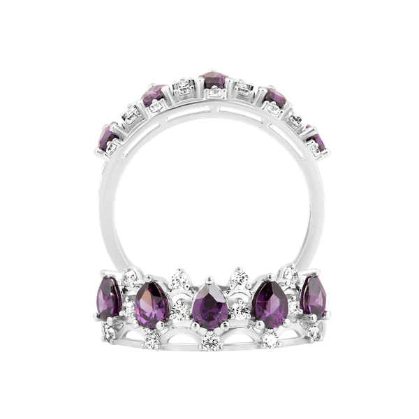 Nhẫn nữ đính đá màu Amethyst vàng 14K Encanto S.AME