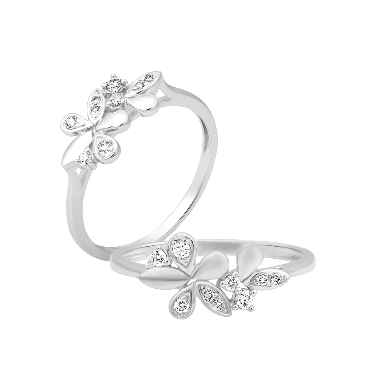 Nhẫn nữ kim cương viên vàng 14K Luckflower TD