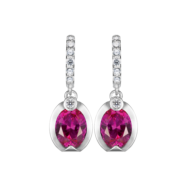 Hoa tai đính đá màu Ruby vàng 10K Lusita S.Rub